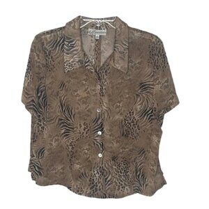 ❤️ DRESSBARN Animal Print Button Down Shirt Size 12